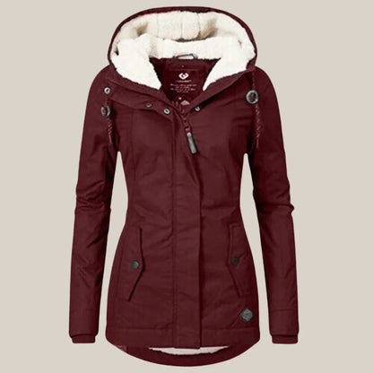 Women's Quilted Winter Coat with Sherpa Fleece Lined Hood