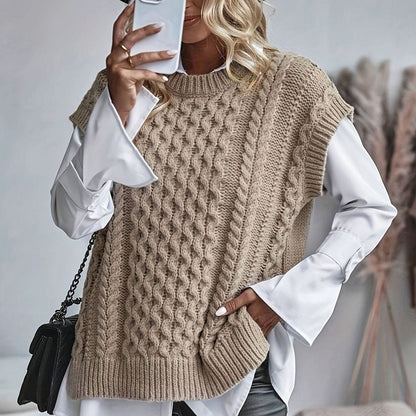Women's Relaxed-Fit Cable-Knit Sweater Vest Pullover