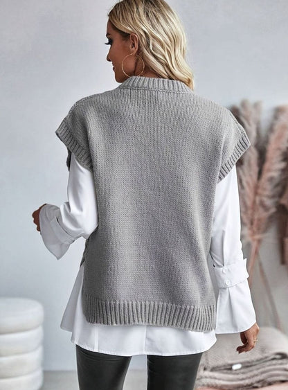 Women's Relaxed-Fit Cable-Knit Sweater Vest Pullover