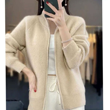 Women's Relaxed-Fit Half-Zip Ribbed Knit Sweater
