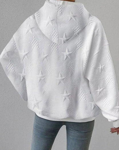 Women's Relaxed-Fit Star-Embossed Drawstring Hoodie Sweatshirt