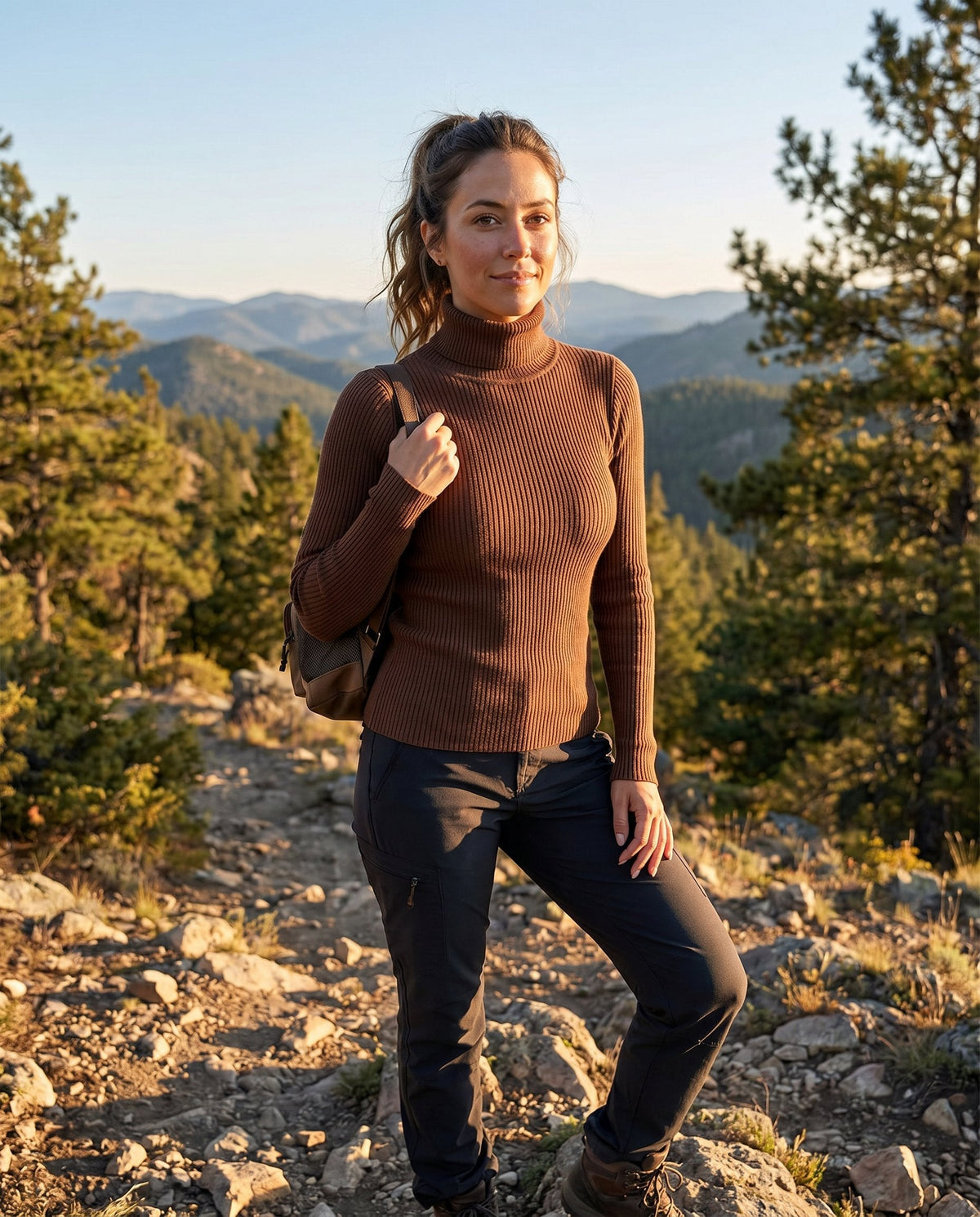 Women's Ribbed Turtleneck Lightweight Knit Sweater