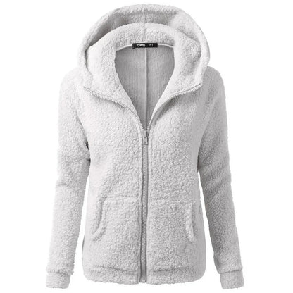 Women's Stylish Hooded Zip-Up Winter Fleece Jacket