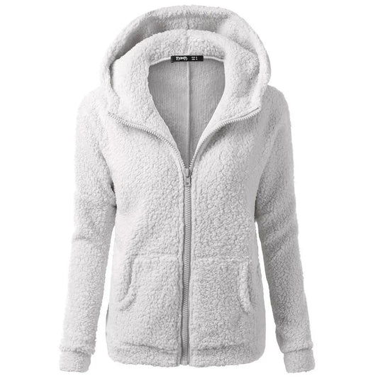Women's Stylish Hooded Zip-Up Winter Fleece Jacket