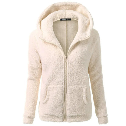 Women's Stylish Hooded Zip-Up Winter Fleece Jacket