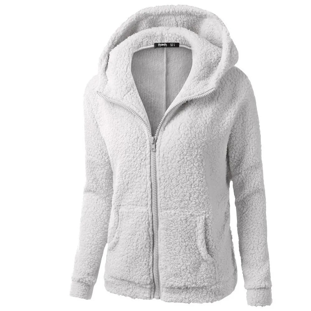 Women's Stylish Hooded Zip-Up Winter Fleece Jacket