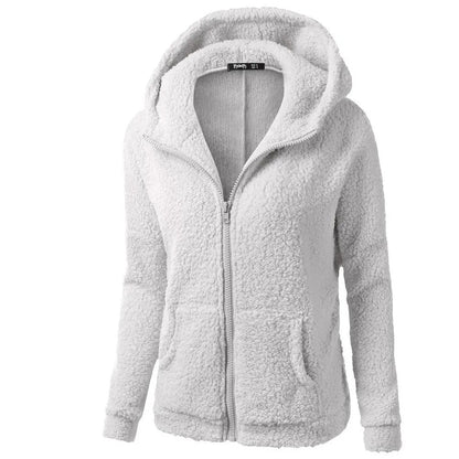 Women's Stylish Hooded Zip-Up Winter Fleece Jacket