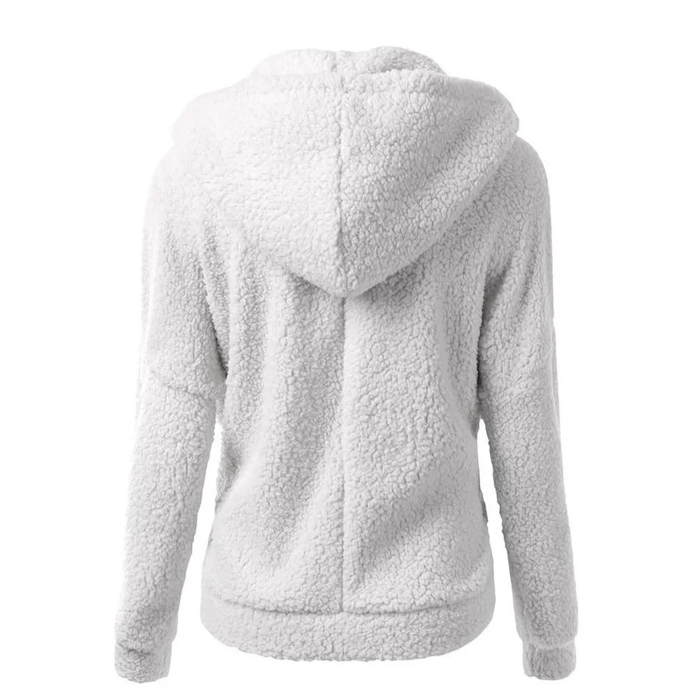 Women's Stylish Hooded Zip-Up Winter Fleece Jacket