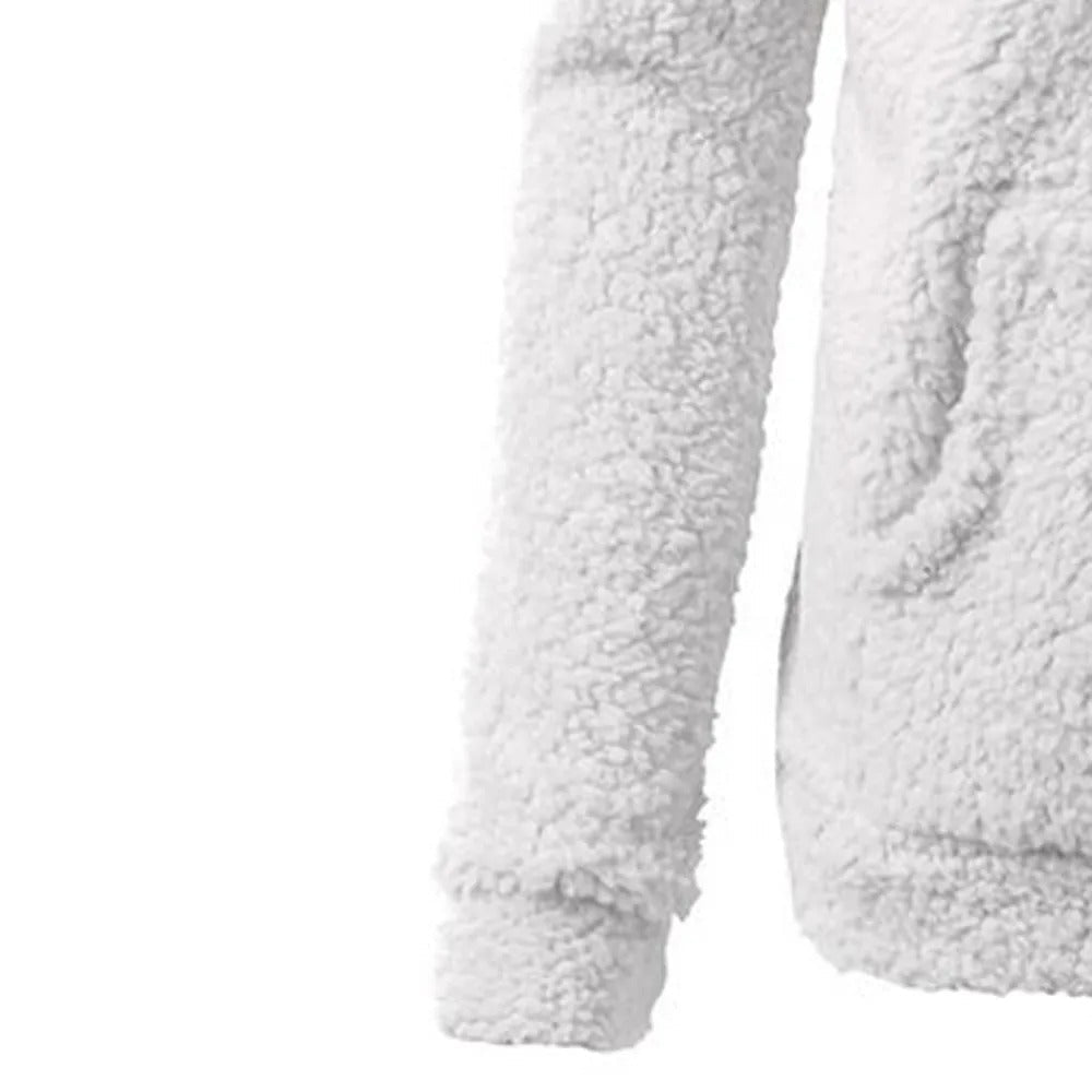 Women's Stylish Hooded Zip-Up Winter Fleece Jacket
