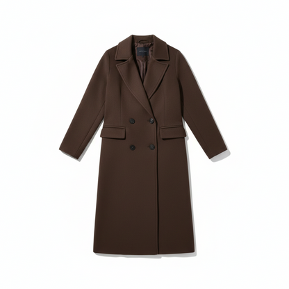 Women's Timeless Textured Double-Breasted Coat with Lapels