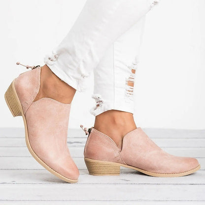 Women's Vintage Slip-On Block Heel Ankle Boots