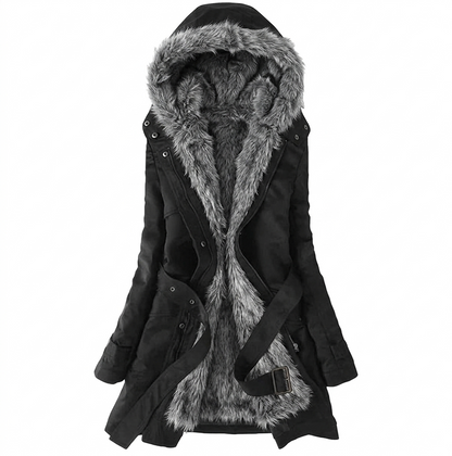 Women's Warm Winter Jacket with Faux Fur and Stylish Lining