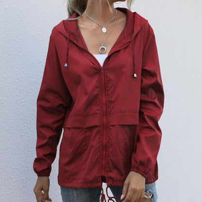 Women's Waterproof Zip-Up Sports Jacket with Hood