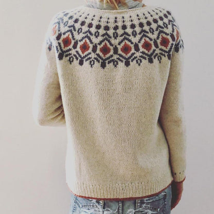 Women's Winter Sweater with Geometric Pattern
