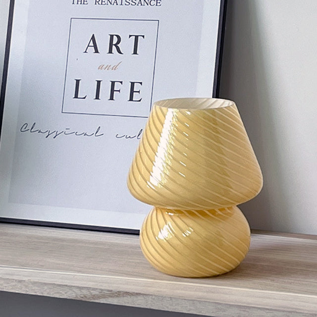 Glass Table Lamp in Fun Mushroom Design